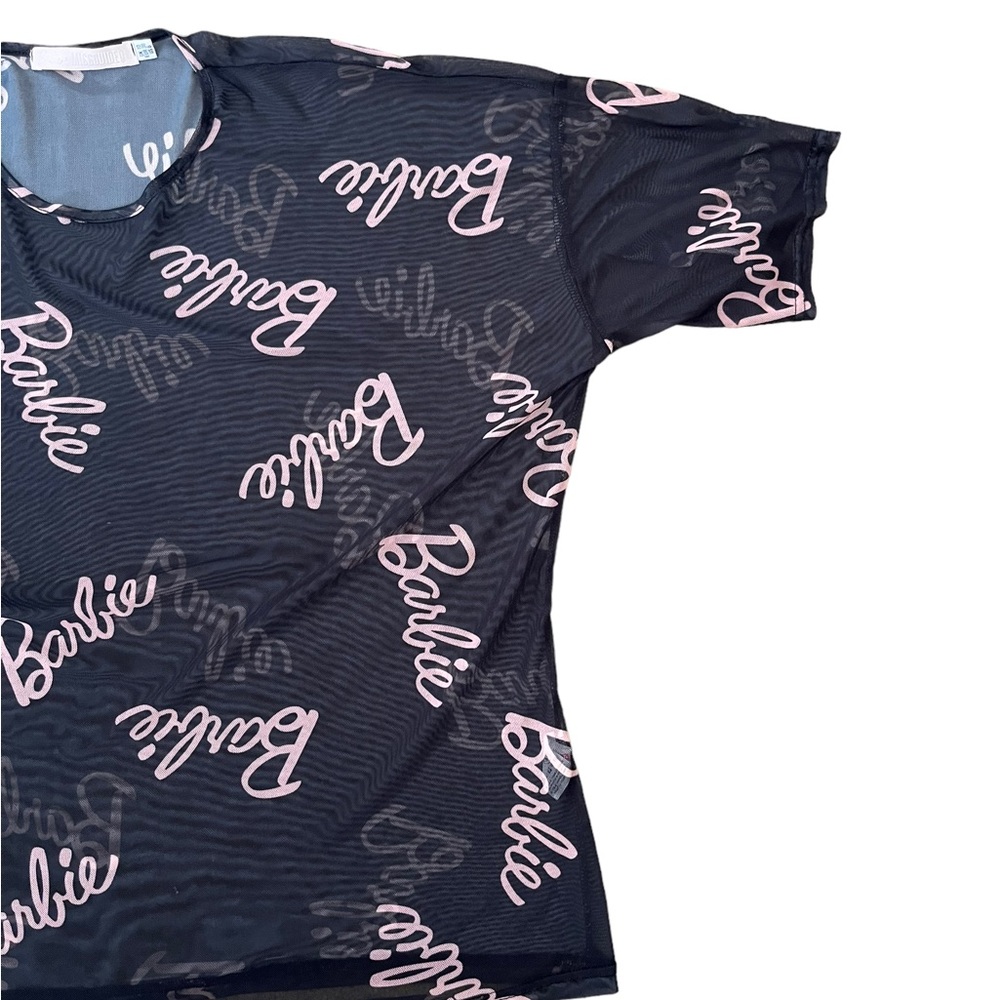 Barbie X Misguided Black Netted T-shirt Size 10 UK Womens T-shirt - Picture 3 of 9